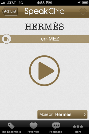 Speak Chic mobile app - Hermes
